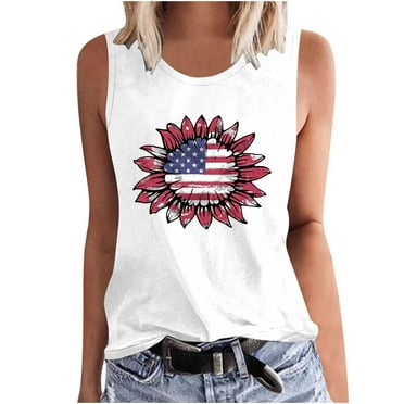 Yxnmud Women Floral Printing Tank Round-Neck Sleeveless Block Tunic Tee Tops