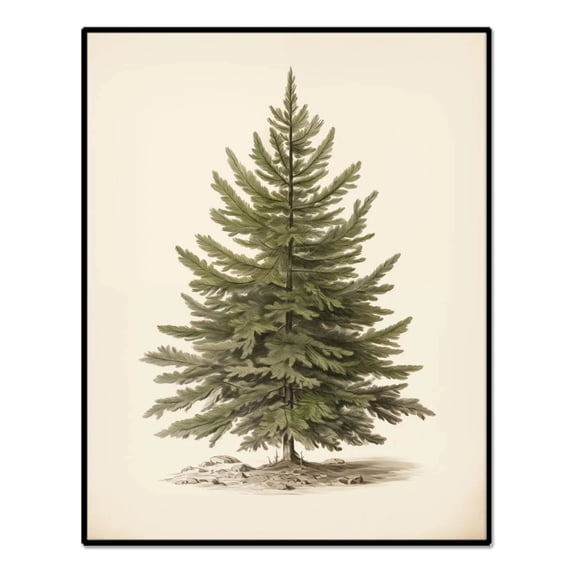 Yxod Rustic Christmas Tree Art Print, Vintage Winter Wall Art Decor, Unframed Christmas Painting Print for Home Living Room Holiday Decoration, 20 x 25 CM,A