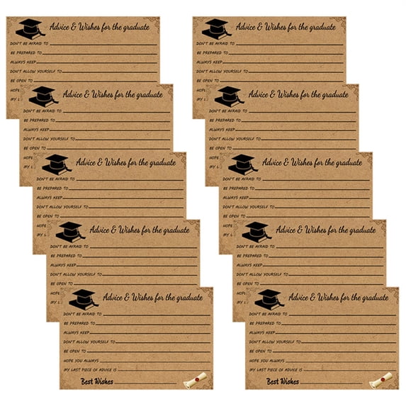 Yxwen 10 Kraft Paper Invitation Cards Per Pack, Graduation Invitation Cards with Mortarboard Design 10 PCS Folded Stationery for Commencement & Class Of 2026 Events (Black/Gold Theme)