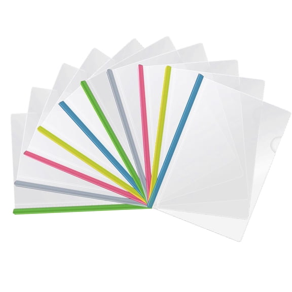 Yxwen 10 Pcs Clear Report Covers with Sliding Bar, Color Plastic File Folder for A4 Letter Size Paper, Non-Slip Locking Bar Document Organizer for Office Supplies