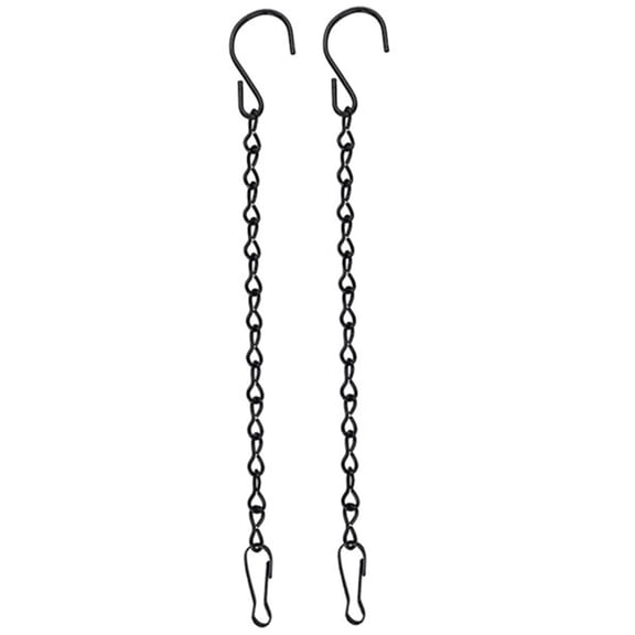 Yxwen 2 Pack Hanging Chain for Bird Feeders, 9.5 Inch Heavy Duty Iron Chain with Hooks, Weather Resistant Rust Proof Metal Hanger for Planters Lanterns Wind Chimes Ornaments - Black