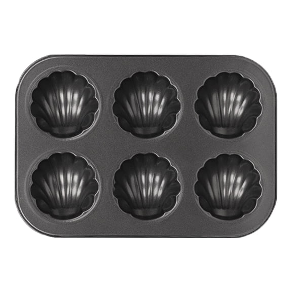 Yxwen 6-Well Madeleine Mold Makes 6 Cookies | Nonstick Tea Cake Pan, Cakelet Pan | Warp-Resistant Carbon Steel Cake Pans Nonstick Pan 6 Cavity Cookies Trays for Oven Baking Cake Warp Shape Cake Pan