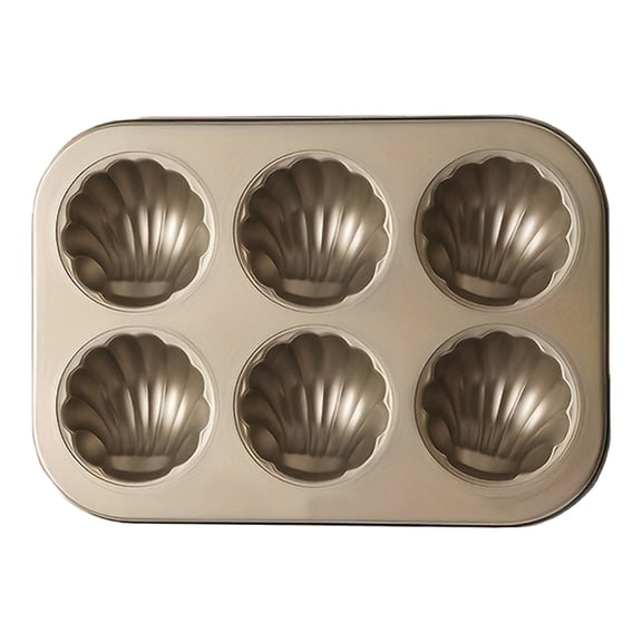 Yxwen 6-Well Madeleine Mold Makes 6 Cookies | Nonstick Tea Cake Pan, Cakelet Pan | Warp-Resistant Carbon Steel Cake Pans Nonstick Pan 6 Cavity Cookies Trays for Oven Baking Cake Warp Shape Cake Pan