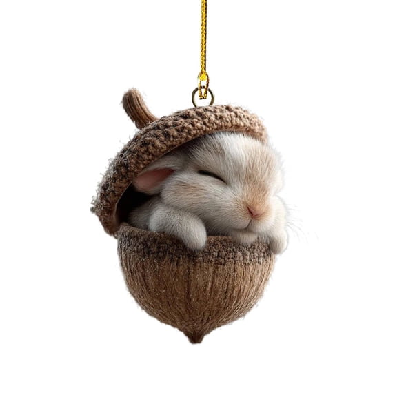 Yxwen Forest Animal Christmas Ornaments,Rabbit Acrylic Ornament, 2D Flat Forest Animal Hanging Decor for Christmas Tree, Wreath, and Garland – Woodland Rabbit Decoration, Lightweight & Durable