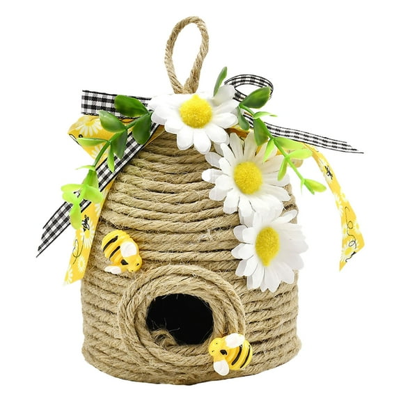 Yxwen Hemp Rope Woven Honeycomb Ornament, Beehive Decoration 1 Pack Country Decorative Beehive Natural Beehive Theme Decoration Spring Summer Country Farmhouse Kitchen Table Tiered Tray Decorat