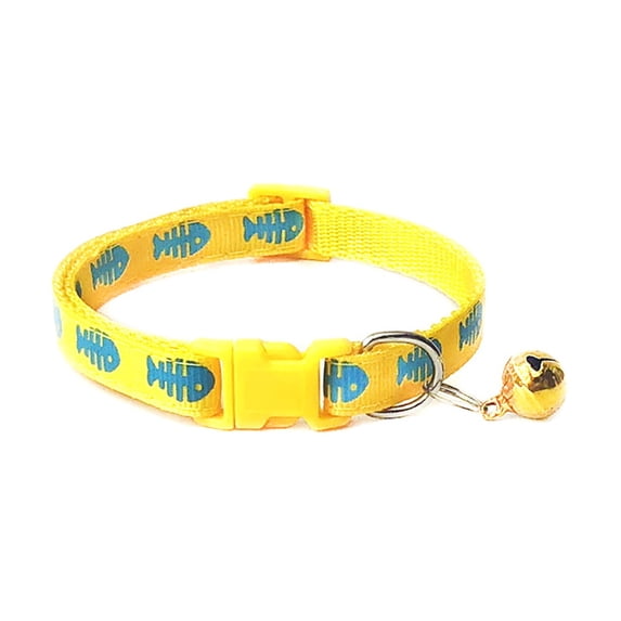 Yxwen Pet Collar Clearance! Fish Bone Pattern Pet Collar with Bell – Adjustable Collar for Cats and Small Dogs