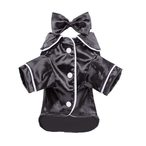 Yxwen Pet Pajama Outfit, Soft Comfortable Puppy Dog Clothes, Cute Pet Costume Pajamas with Matching Head Flower for Small & Medium Pets (Black, L)