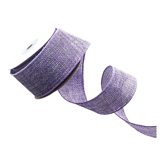 Yxwen Purple Burlap Wired Ribbon,1.5Inch W X 5 Yard L,Cross Burlap Wired Edge Ribbon for Big Bow,Wreath, Christmas Tree Decoration, Christmas&Halloween Decoration