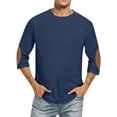 thumbnail image 1 of Yyeselk 3/4 Sleeve Shirt for Men Fitness Workout Solid Color Crew Neck T-Shirts Three Quarter Sleeve Casual Loose Fit T Shirts Navy M, 1 of 5