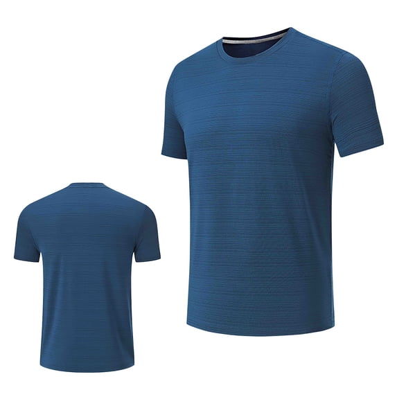 Yyeselk Athletic T-Shirt for Men Short Sleeve Moisture Wicking T Shirts Gym Running Workout Crew Neck Lightweight Breathable Tee Shirts Navy XL