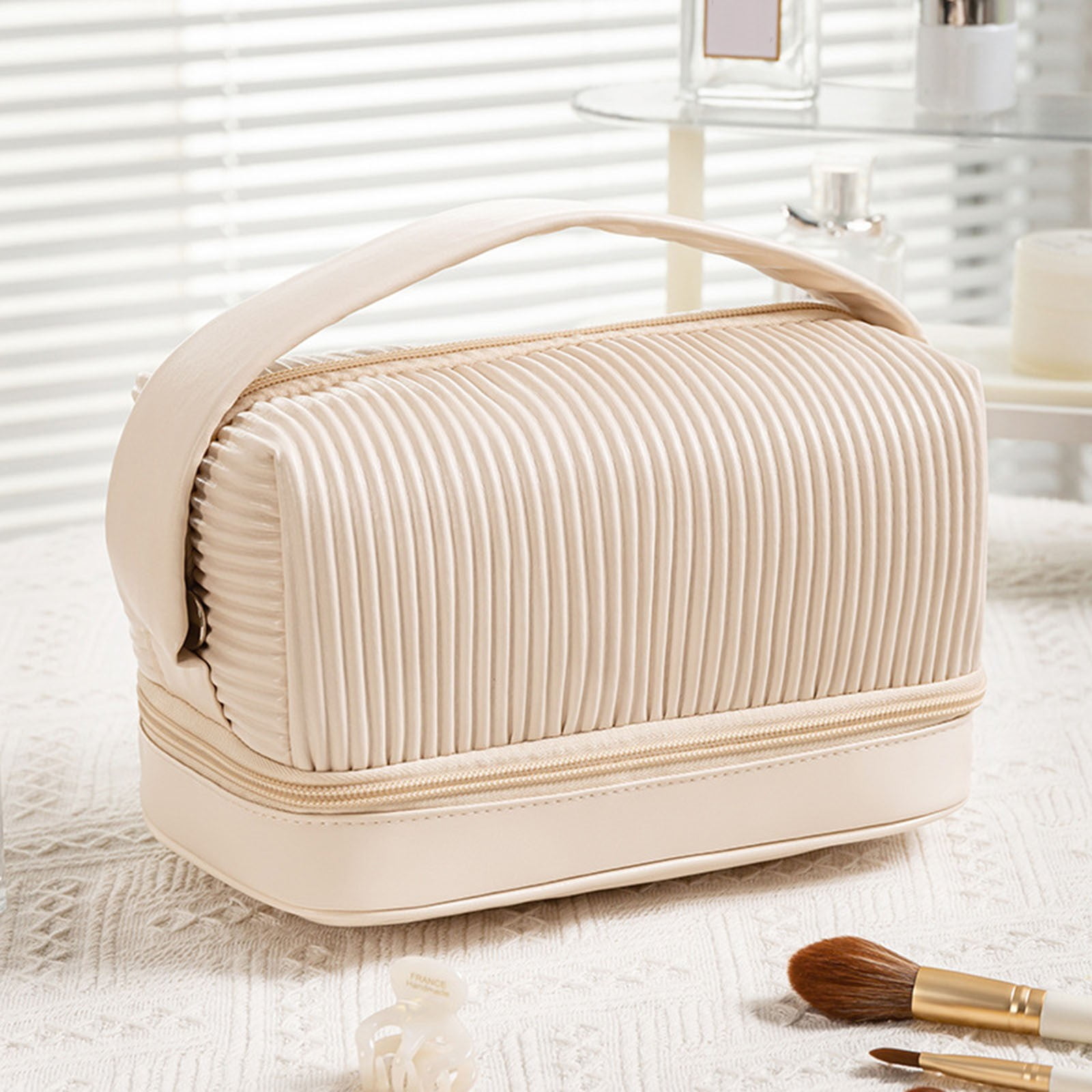 Beige makeup bag hotsell