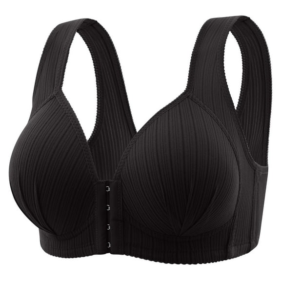 Yyeselk Bras for Women Front Closure Push Up Bras Sexy Wireless Support Bra Wirefree Full Coverage Everyday Bra Black L
