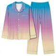 thumbnail image 1 of Yyeselk Button Up Pajamas for Women 2 Piece Gradient Printed Lounge Set Casual Trendy Long Sleeve Notch Collar Blouses and Long Pants Nightwear Matching Set Multicolor XXL, 1 of 2