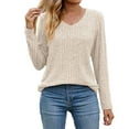 thumbnail image 1 of Yyeselk Button up Sweaters for Women Fall Clothes 2023 Leisure Crew Neck Long Sleeves Cozy Blouses Trendy Pure Color Loose Fit Tunic Tops Beige*01 M, 1 of 4