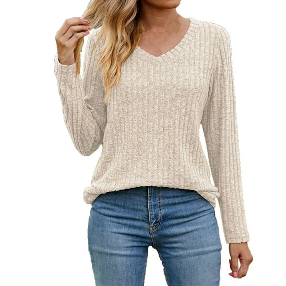 Yyeselk Button up Sweaters for Women Fall Clothes 2023 Leisure Crew Neck Long Sleeves Cozy Blouses Trendy Pure Color Loose Fit Tunic Tops Beige*01 M