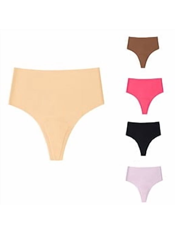 Camel Toe Underwear for Women Seamless Breathable Soft Stretch Thongs High Waisted Quick Dry Yoga Briefs Hot Pink XL