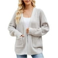 thumbnail image 1 of Yyeselk Cardigan for Women 2023 Fall Winter Long Sleeve Open Front Loose Chunky Cable Knit V Neck Solid Color Slouchy Warm Cardigan Sweater with Pockets Gray XL, 1 of 6