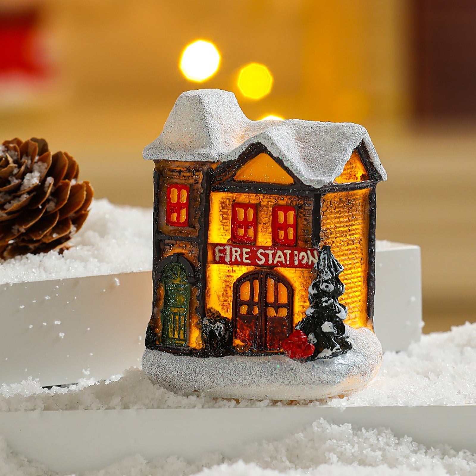 Yyeselk Christmas Glow Decorations, Retro Glow Small Houses, Display Windows, Desks, Christmas