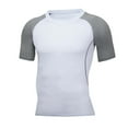 thumbnail image 1 of Yyeselk Compression Shirts for Men Stretch Short Sleeve Color Block Athletic Workout Shirts Quick Dry Sports Undershirts Gym Tops White L, 1 of 3