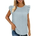 thumbnail image 1 of Yyeselk Crochet Knitted Hollow Tanks for Ladies Casual Round Neck Sleeveless Tunic Shirts Leisure Pure Color Loose Fit Pullover Long Tops Light Blue L, 1 of 7