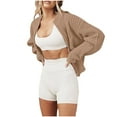 thumbnail image 1 of Yyeselk Cropped Cardigan for Women Full Zip Up Crewneck Loose Chunky Knit Long Sleeve Comfy Trendy Solid Color Open Front Short Sweater Coat Outerwear Khaki XL, 1 of 4