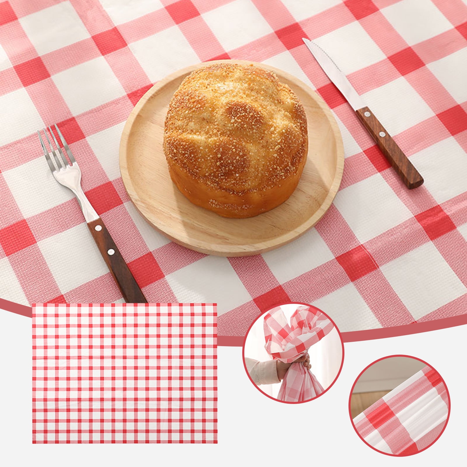 Yyeselk Disposable Red And White Checkered Tablecloths, Rectangular