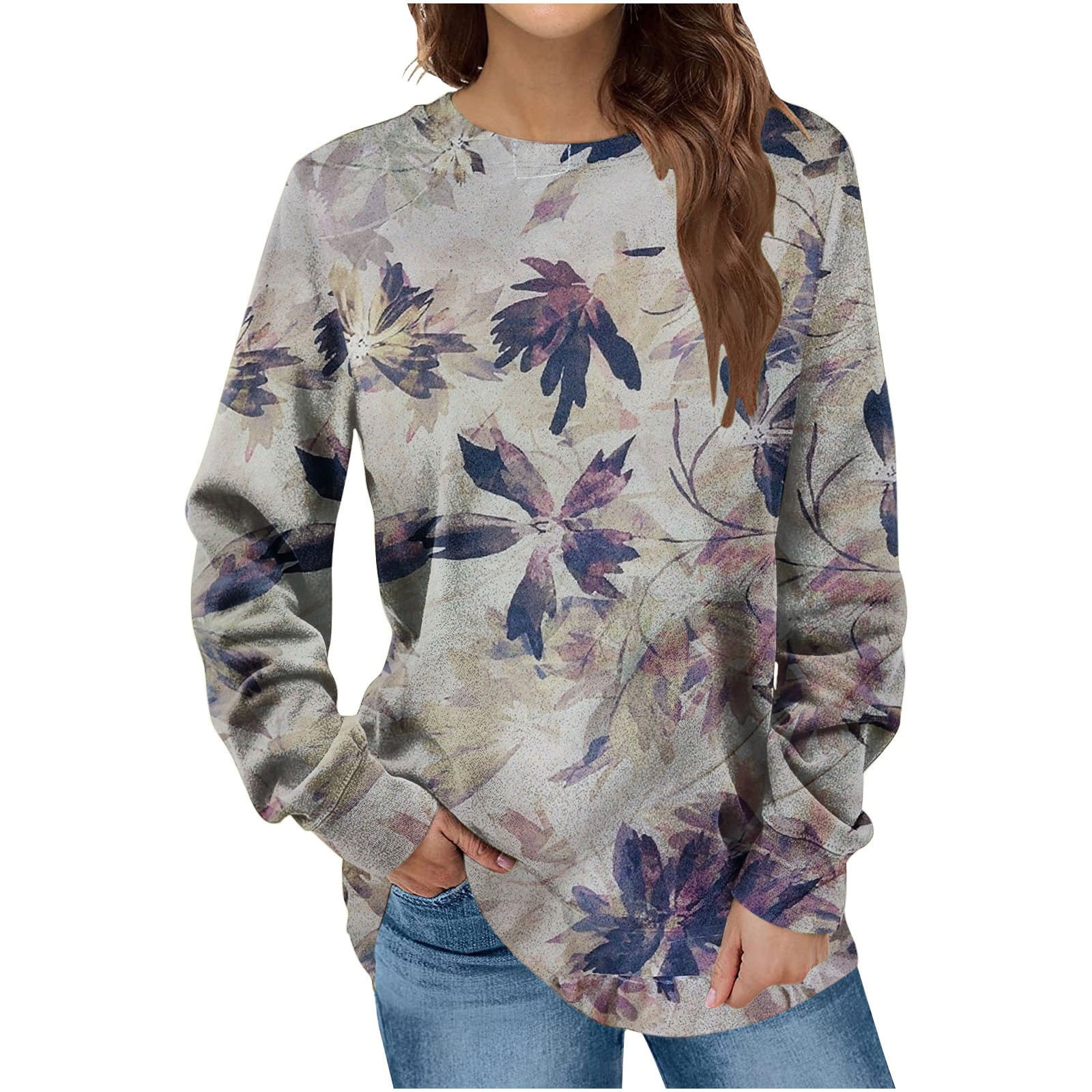  Things for 1 Dollar,Sweatshirts Women Trendy Floral Blouses for  Women Womens Long Sleeve Athletic Tops Loose : Clothing, Shoes & Jewelry