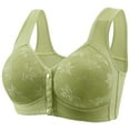 thumbnail image 1 of Yyeselk Front Button Bra for Older Women Plus Size Push up Front Closure Bra Comfort Full Coverage Breathable T-Shirts Bra Daily Bra for Elderly Green L, 1 of 9