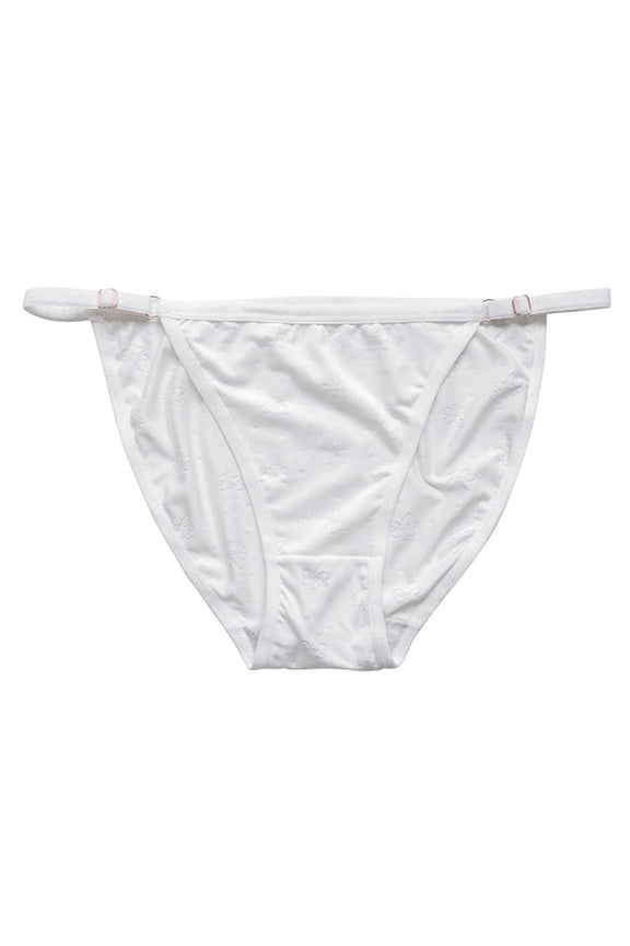 G String Thongs for Women Adjustable Micro Thong Underwear Womens T Back Cheeky Panties White L