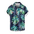 thumbnail image 1 of Yyeselk Hawaiian Shirt for Men Tropical Print Short Sleeve Casual Loose Shirt Button Down Lapel Relaxing Vacation Summer Beach Shirt Dark Blue XL, 1 of 4