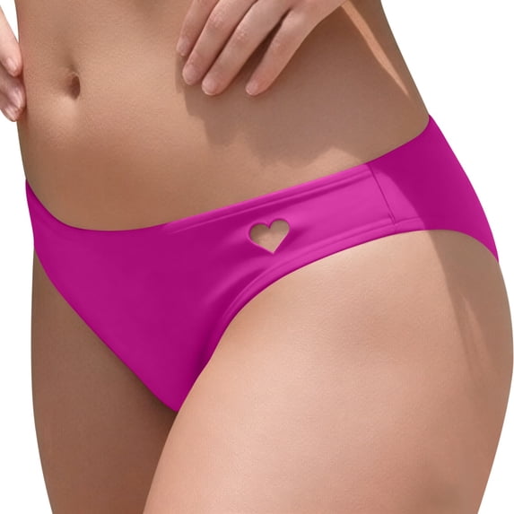 Yyeselk Heart Cut Out Smooth Low Rise Underwear for Women Cheeky Bikini Bottom Swimsuit Hot Pink M