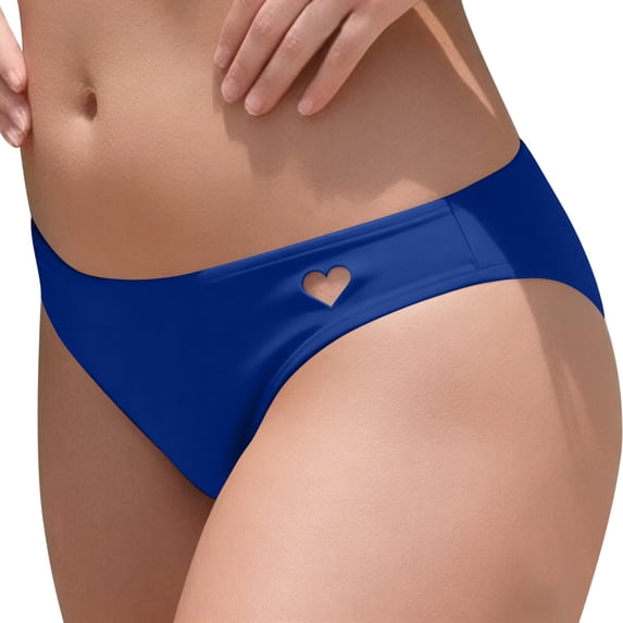 Yyeselk Heart Cut Out Smooth Low Rise Underwear for Women Cheeky Bikini Bottom Swimsuit Navy XL
