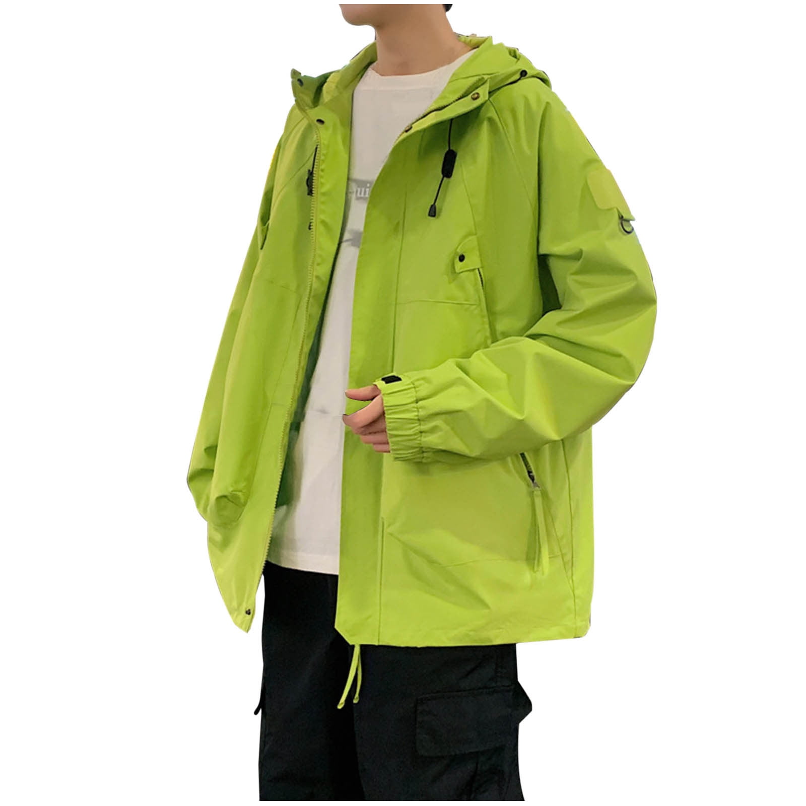 Yyeselk Jackets for Men Baggy Waterproof Hiking Cargo Coats