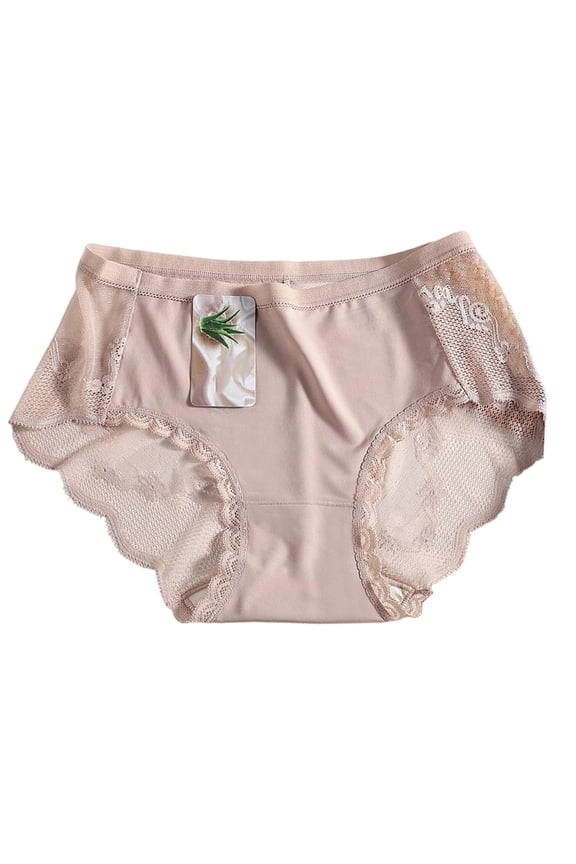 Lace Mesh Underwear for Women Breathable Ruffle Hem Bikini Soft Fit Comfort Panties Pink L