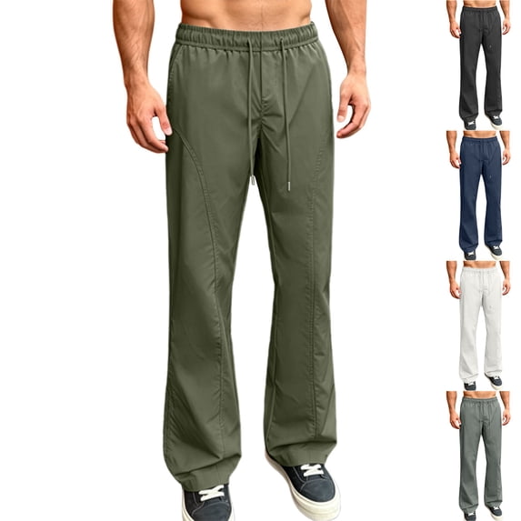 Yyeselk Men Casual Bootcut Sweatpants Elastic Waist Comfy Lightweight Athletic Golf Trousers Stretch Relaxed Fit Pants with Pockets Dark Gray XXL