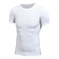 thumbnail image 1 of Yyeselk Men's Athletic T Shirts Short Sleeve Crewneck Workout T-Shirt Slim Fit Muscle Solid Quick Dry Running Active Gym Undershirt Tops White M, 1 of 4