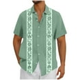 thumbnail image 1 of Yyeselk Men's Button Down Beach Shirt Vintage Stylish Short Sleeve Hawaiian Print Shirt Summer Vacation Relaxed Fit Casual Lapel Shirt Mint Green XXL, 1 of 5