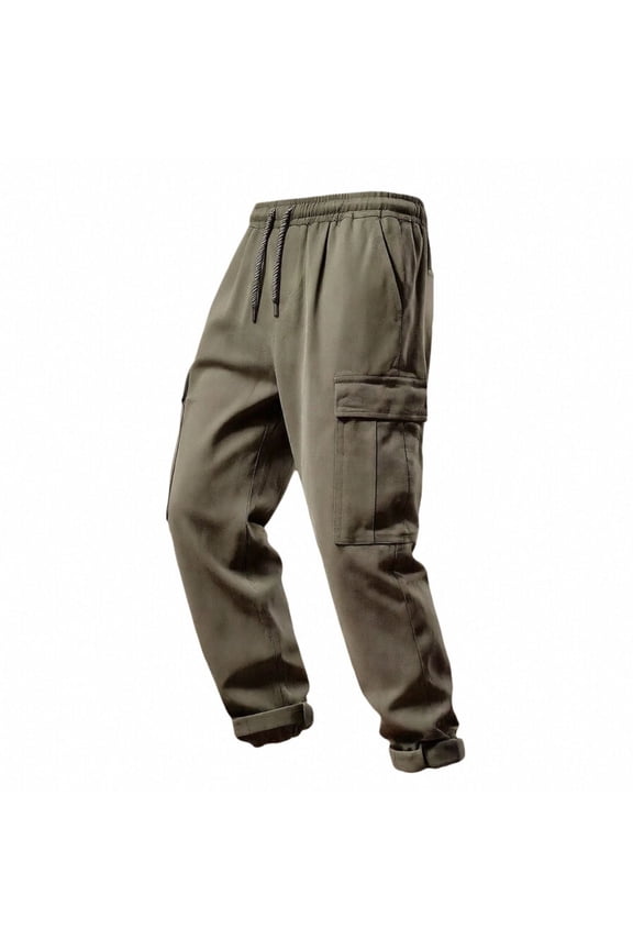 Men's Cargo Tapered Pants Quick Dry Baggy Workout Joggers Lightweight Hiking Drawstring Basic Sweatpants with Multi Pockets Army Green XXL