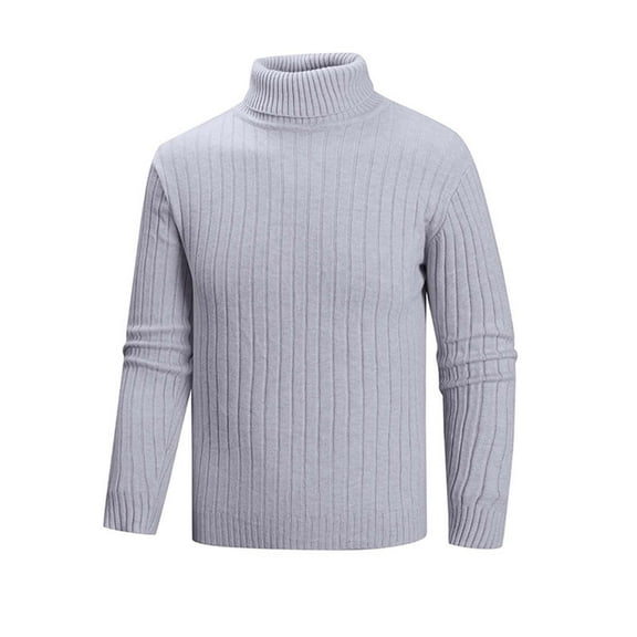 Yyeselk Men's Casual Slim Fit Turtleneck Pullover Sweaters Ribbed Knitted Long Sleeve High Neck Basic Sweaters Tops Gray XL