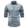 thumbnail image 1 of Yyeselk Men's Denim Shirt Slim Fit Button Up Long Sleeve Lapel Collar Wash Casual Trendy Classic Jean Shirt Tops Light Blue XL, 1 of 9