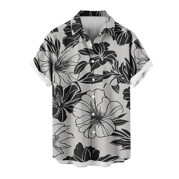 Yyeselk Men's Hawaiian Shirts Tropical Print Short Sleeve Summer Shirt Buttons Down Casual Relaxed Fit Lapel Collar Comfort Vacation Beach Shirts Blue03 XL