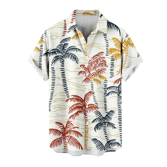 Yyeselk Men's Hawaiian Shirts Tropical Print Short Sleeve Summer Shirt Buttons Down Casual Relaxed Fit Lapel Collar Comfort Vacation Beach Shirts Blue05 XXL