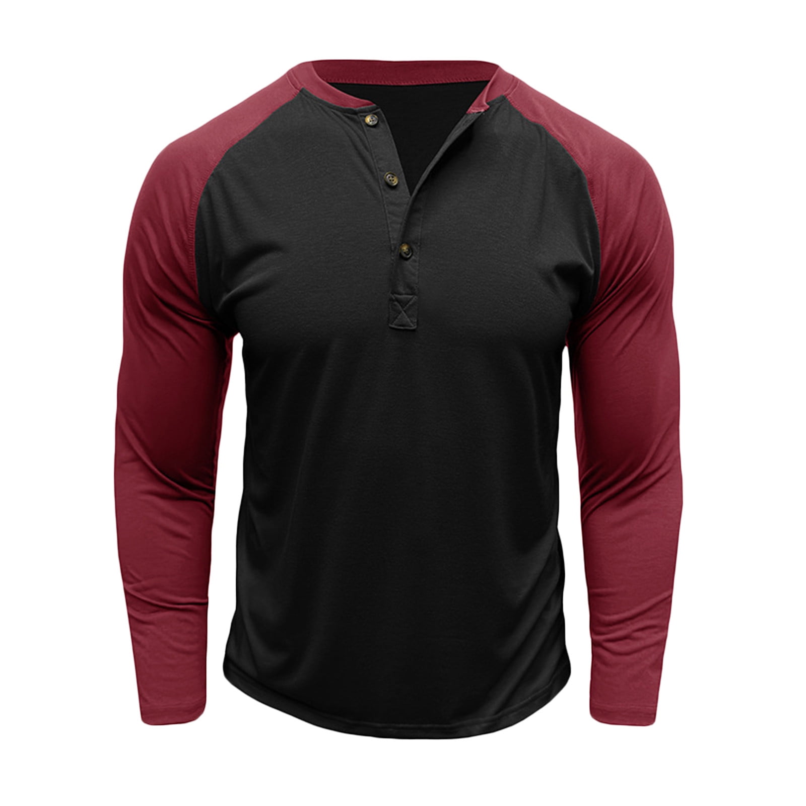 Yyeselk Men's Henley Shirts Color Block Raglan Long Sleeve
