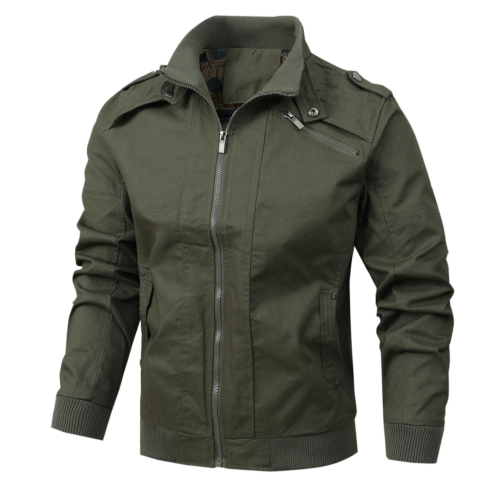 Yyeselk Men's Jacket Casual Bomber Jacket Full Zip Stand Collar Spring Fall Cargo Jacket Coat Outwear Windbreaker Green XL Yyeselk Men's Jacket Casual Bomber Jacket Full Zip Stand Collar Spring Fall Cargo Jacket Coat Outwear Windbreaker Green XL