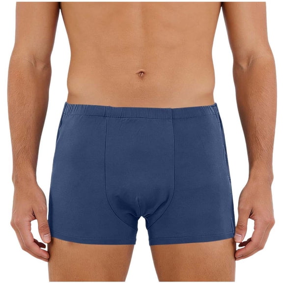 Yyeselk Men's Leakproof Incontinence Underwear Bladder Leak Protection Instant Absorbency Boxer Briefs Blue M
