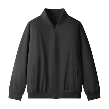 Yyeselk Men's Lightweight Jacket Bomber Jacket Windbreaker Spring Fall Full Zip Up Casual Stylish Fashion Long Sleeve Stand Collar Coat Black M