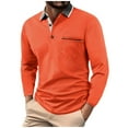 thumbnail image 1 of Yyeselk Men's Long Sleeve Shirt Casual Button Up Collar Golf Shirt Solid Color Splicing Regular Fit Business Workout T Shirt Tops Orange XXXL, 1 of 7