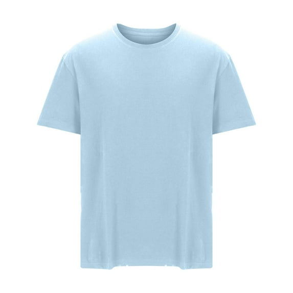 Yyeselk Men's Plain T-Shirt Plus Size Summer Short Sleeve Crewneck Tshirts Basic Solid Loose Fit Lightweight Workout Tee Shirt Tops Light Blue L
