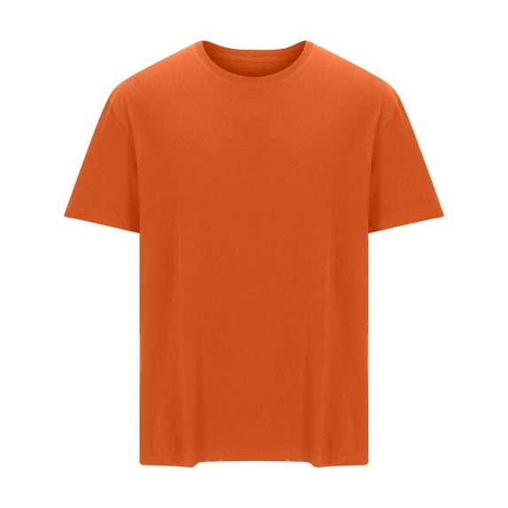 Yyeselk Men's Plain T-Shirt Plus Size Summer Short Sleeve Crewneck Tshirts Basic Solid Loose Fit Lightweight Workout Tee Shirt Tops Orange XXXXL