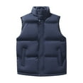thumbnail image 1 of Yyeselk Men's Puffer Vest Casual Stand Collar Quilted Waistcoat Big and Tall Sleeveless Full Zip Warm Outdoor Padded Ski Vest with Pocket Blue XL, 1 of 4